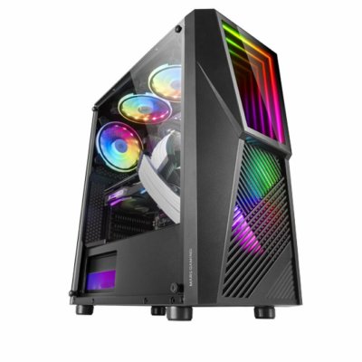 Mars Gaming MC777 Infinity Mirror Caja Semitorre ATX, Micro ATX, Mini-ITX - Lateral Cristal Templado - Iluminacion ARGB - Tamaño HDD 2.5", 3.5" - USB-A 3.0, USB-A 2.0 y Audio - 2 Ventiladores 120mm FRGB - Soporta Refrigeracion Liquida
