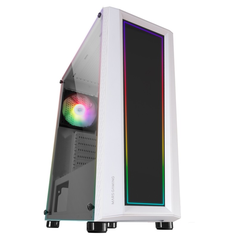 Mars Gaming MC-ART Caja Personalizable - Paneles Dibujables - Iluminacion ARGB 12 Modos - Refrigeracion Avanzada - Compatible con Placas ATX/MicroATX/Mini-ITX - Color Blanco
