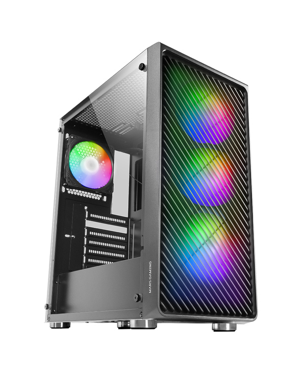 Mars Gaming MC-F Semitorre Gaming - 4 Ventiladores ARGB - Cristal Templado - Soporte Refrigeracion Liquida - Gestion de Cableado - Color Negro