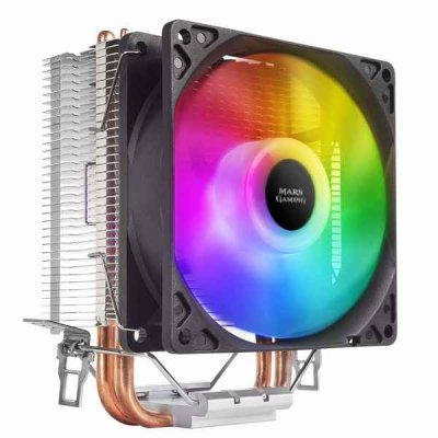 Mars Gaming Ventilador CPU 90mm con Disipador - Iluminacion RGB - Hasta 130W - Velocidad Max. 2200rpm - 2 Heatpipes