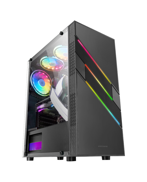 Mars Gaming MC-U3 Caja Full ARGB - Iluminacion ARGB Frontal - Ventana Cristal Templado - Soporta 6 Ventiladores - Compatible ATX/mATX/mini-ITX - Color Negro
