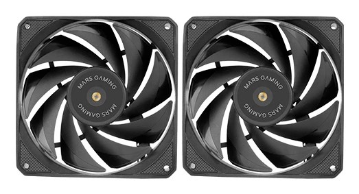 Mars Gaming MF-NCLX2 Kit de Ventiladores PWM - Aspas Hibridas - Rodamientos FDB de Cobre - Pads Antivibracion - Control Preciso de Velocidad - Flujo de Aire 72 CFM - Color Negro