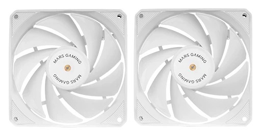 Mars Gaming MF-NCLX2 Kit de Ventiladores - Aspas Hibridas - Rodamientos FDB de Cobre - Pads Antivibracion - Conexion PWM - Flujo de Aire 72 CFM - Silencioso 12 dB - Color Blanco