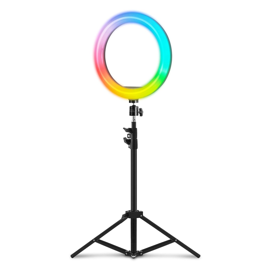 Mars Gaming MGRING Anillo de Luz ARGB USB con Tripode de hasta 150cm - 35 Modos de Iluminacion ARGB - 1200lm - Mando a Distancia - Cable de 1.80m