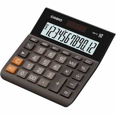 Casio MH-12 Calculadora de Sobremesa - Pantalla Extragrande LCD de 12 Digitos - Solar y Pilas - Color Negro