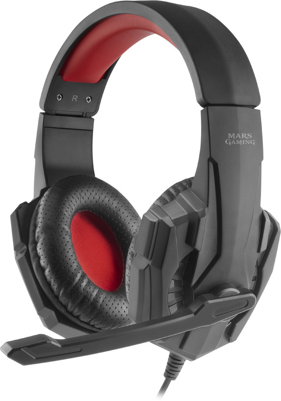 Mars Gaming MH020 Auriculares Gaming con Microfono Plegable - Diadema Ajustable - Almohadillas Acolchadas - Control en Cable - Cable de 2m