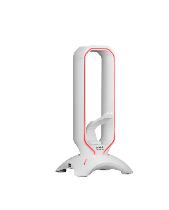 Mars Gaming MHHPRO Accesorio 3 en 1 - Soporte Auriculares - Bungee Raton - 2 Puertos USB 3.0 - Iluminacion RGB Flow 10 Modos - Control Tactil - Color Blanco