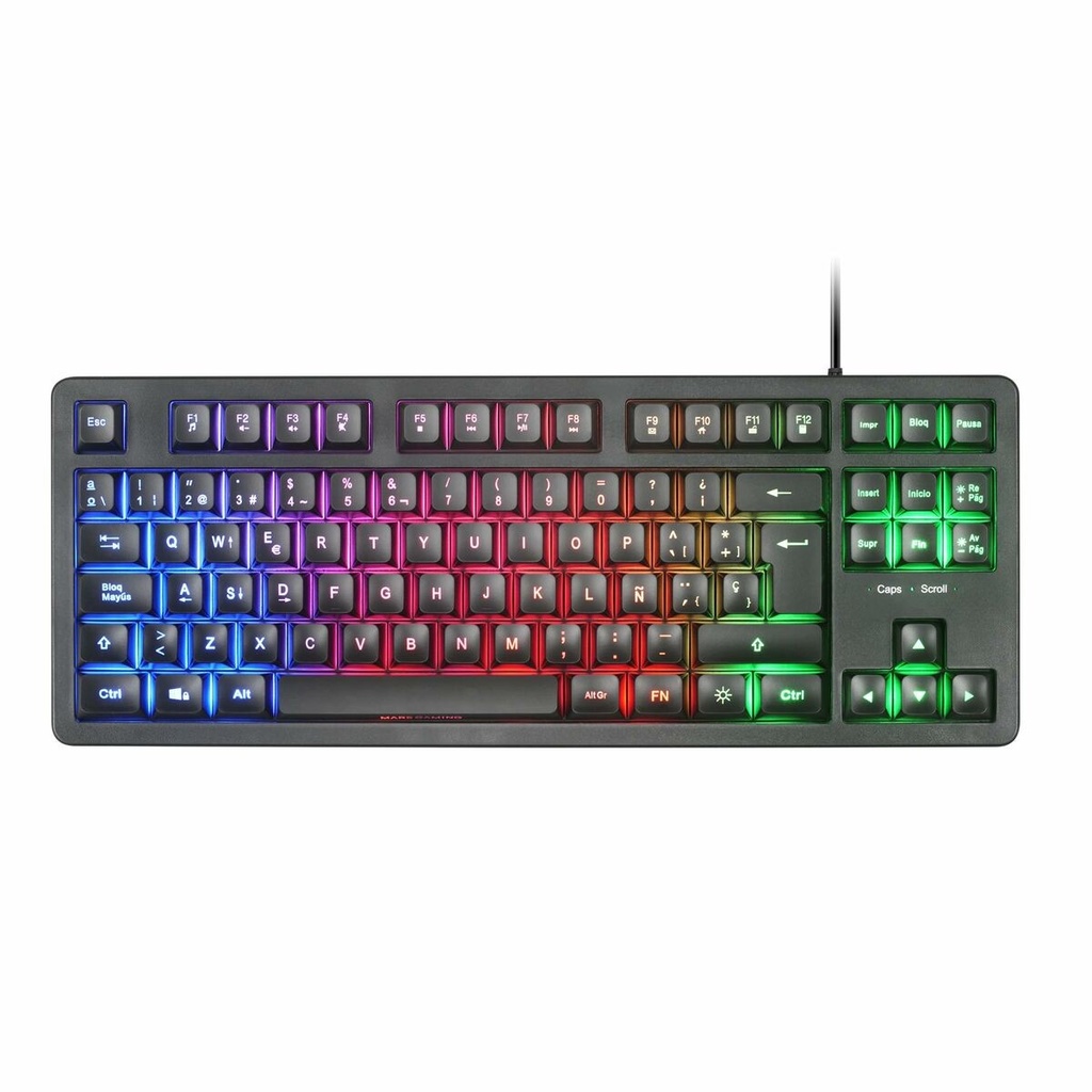 Mars Gaming MK023 Teclado Gaming - Tecnologia H-Mech RED - Iluminacion FRGB LED - Anti-Ghosting - Compatibilidad Universal - Estructura Robusta - Color Negro