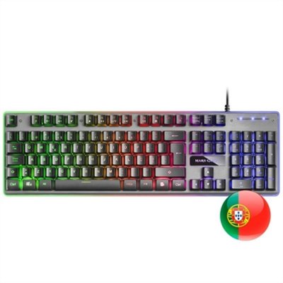 Mars Gaming Teclado Gaming MK220 - Tecnologia H-MECH - Iluminacion FRGB Rainbow - Panel de Aluminio - Base de ABS Reforzado - Portugues - Color Negro
