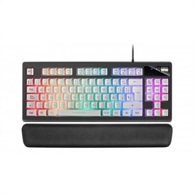 Mars Gaming MKAX Teclado Gaming - Iluminacion RGB 9 Efectos - Diseño Compacto TKL - Tecnologia H-Mech - Control Volumen Roller - Reposamuñecas Memory Gel - Color Negro