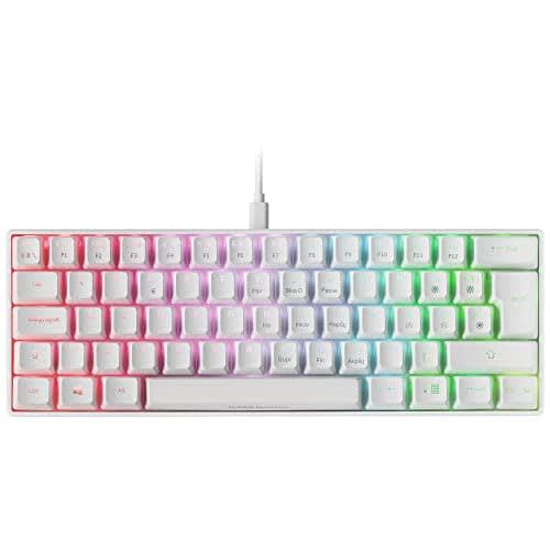 Mars Gaming MKMINI Teclado Gaming - Diseño 60% - Iluminacion FULL RGB CHROMA - Switches Mecanicos OUTEMU PRO - USB-C Extraible - Multiplataforma - Color Blanco