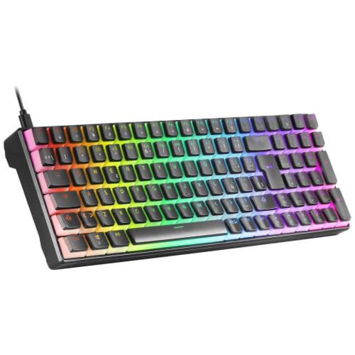 Mars Gaming MKULTRA Teclado Gaming Premium - Tamaño Compacto 96% - Teclas PBT Pudding - Iluminacion RGB Chroma - Switches OUTEMU SQ - USB-C Extraible - Portugues - Color Negro