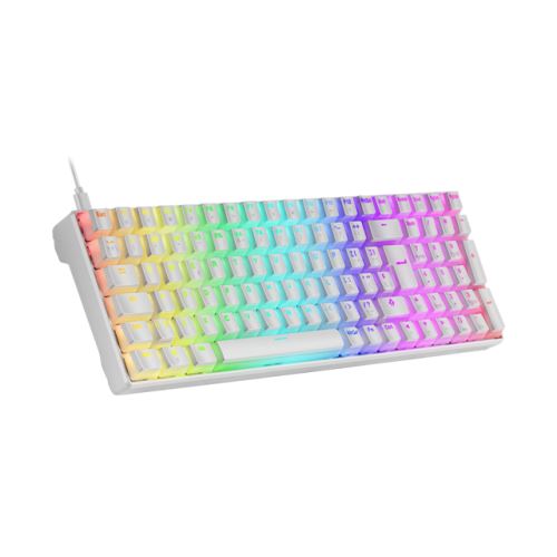 Mars Gaming MKULTRA Teclado Gaming Premium - 96% Compacto - Teclas PBT Pudding - Iluminacion RGB Chroma - Switches OUTEMU SQ - USB-C Extraible - Multiplataforma - Portugues - Color Blanco
