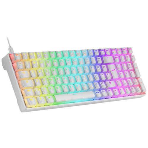 Mars Gaming MKULTRA Teclado Gaming Premium - Tamaño Compacto 96% - Teclas PBT Pudding - Iluminacion RGB Chroma - Switches OUTEMU SQ - USB-C Extraible - Color Blanco
