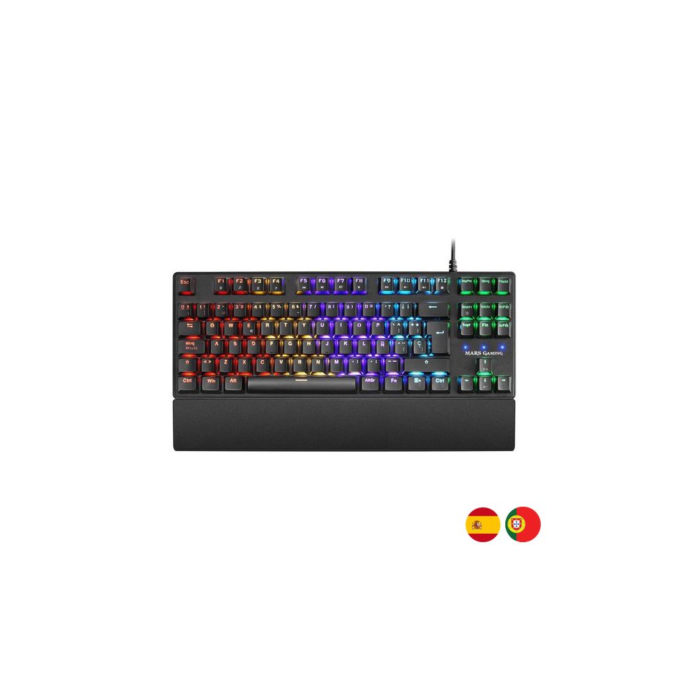 Mars Gaming MKXTKL Teclado Mecanico - Diseño TKL Compacto - Iluminacion RGB Multiefectos - Switches OUTEMU SQ - Reposamuñecas Extraible - Antighosting Total - Color Negro