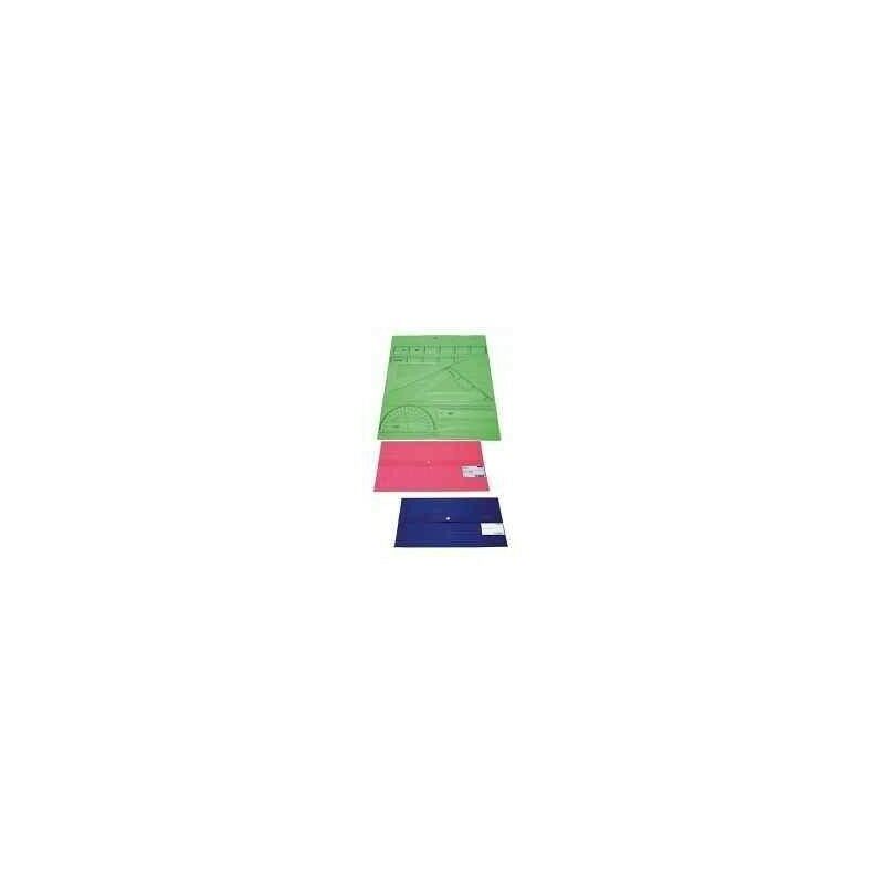Maped Pack de Instrumentos de Dibujo - Regla de 30cm, Regla de 15cm, Escuadra, Cartabon y Transportador - Estuche con Cierre en Colores Surtidos - Transparentes