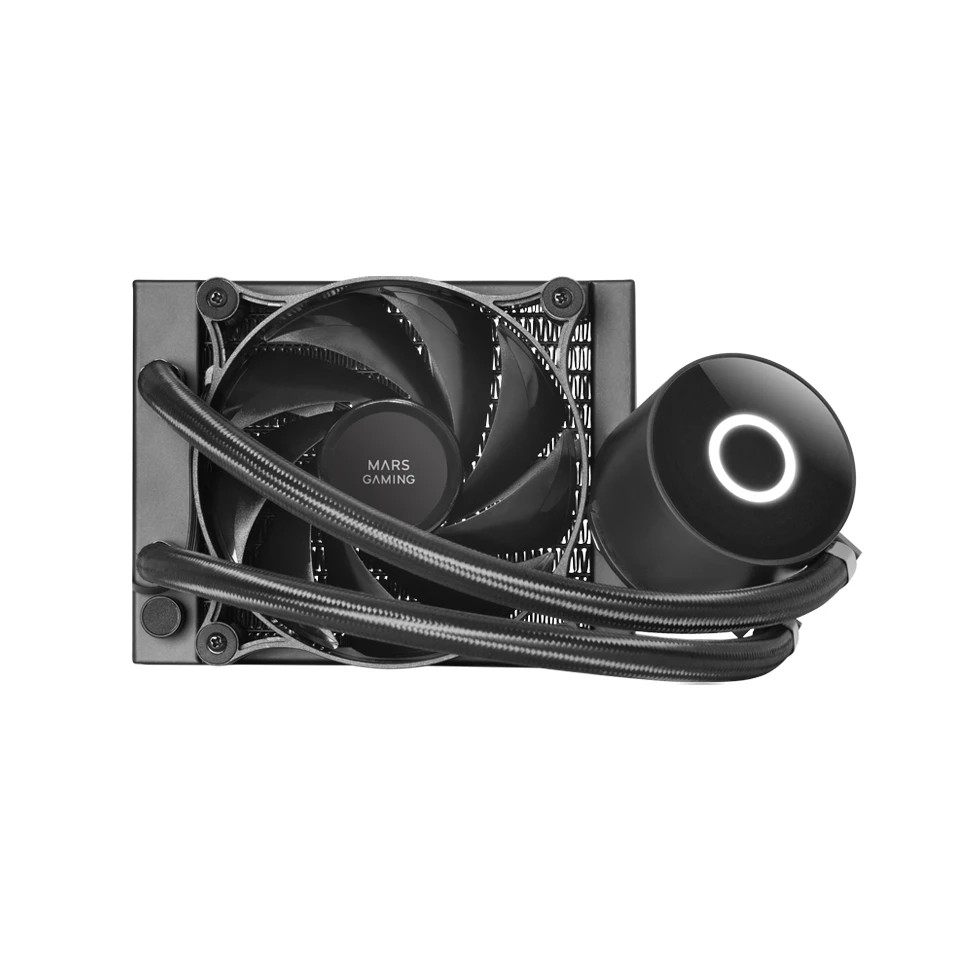 Mars Gaming ML-PRO120 Refrigeracion Liquida Profesional - TDP 220W - Anillo de Iluminacion Blanco - Ventilador Ultrasilencioso - Compatibilidad Universal - Color Negro