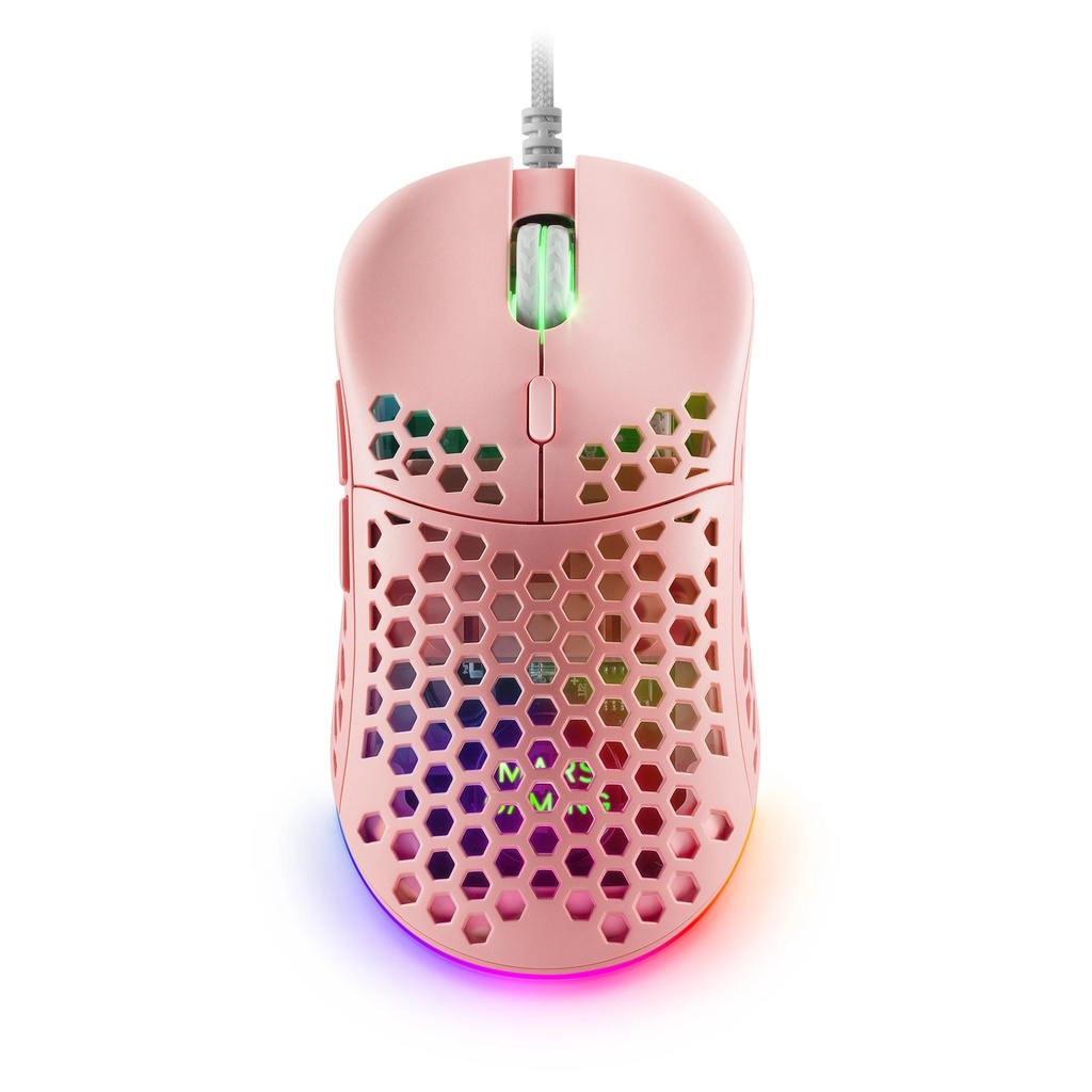 Mars Gaming MM55 Raton Gaming USB 12800dpi - Carcasa de Panel Perforado - 5 Botones - Iluminacion RGB Chroma - Uso Diestro - Cable de 1.70m