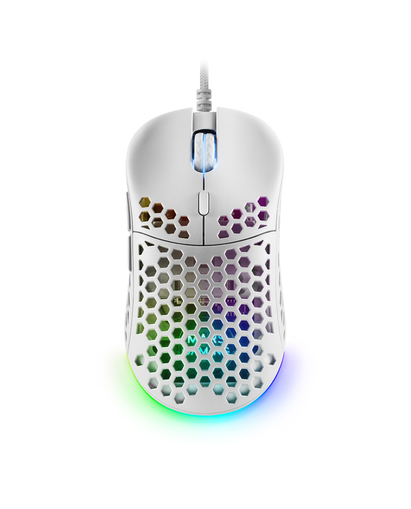 Mars Gaming MM55 Raton Gaming USB 12800dpi - Carcasa de Panel Perforado - 5 Botones - Iluminacion RGB Chroma - Uso Diestro - Cable de 1.70m