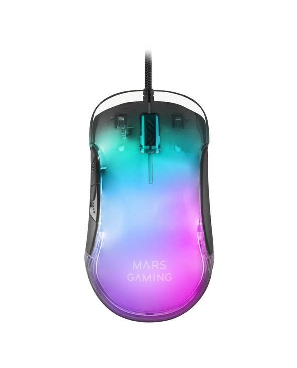 Mars Gaming MMGLOW Raton Gaming USB 12800dpi - Cuerpo con Acabado Espejo - 6 Botones - Iluminacion RGB Chroma - Uso Diestro - Cable de 1.70m