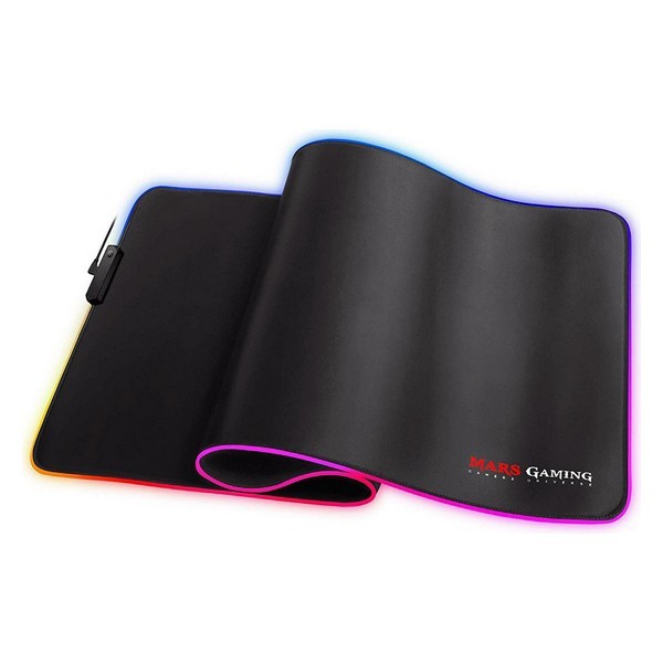 Mars Gaming MMPRGB2 Alfombrilla RGB XXL con HUB USB2.0 - Deslizamiento Nanotextil - Iluminacion RGB Control - Diseño XXL - 2 Puertos USB - Resistente y Flexible - 800x300mm - Color Negro
