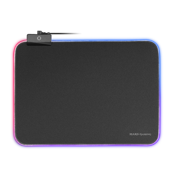 Mars Gaming Alfombrilla MMPRGBL - 365x265mm - Superficie Optimizada - Sistema RGB Control con Fibra Optica - 12 Modos de Iluminacion - Material Nanotextil - Diseño Anti-Desgaste - Conector USB y Boton de Control - Color Negro