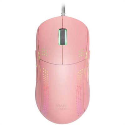 Mars Gaming MMPRO Raton Ambidiestro - Sensor 32K DPI - Iluminacion RGB Chroma - Switches KAILH - Cable Feather Paracord - 70g Ultraligero - Color Rosa