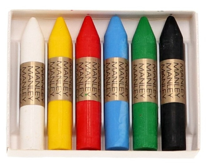 Manley Pack de 6 Ceras Blandas de Trazo Suave - Ideal para Tecnicas y Aplicaciones Variadas - Amplia Gama de Colores - Colores Surtidos