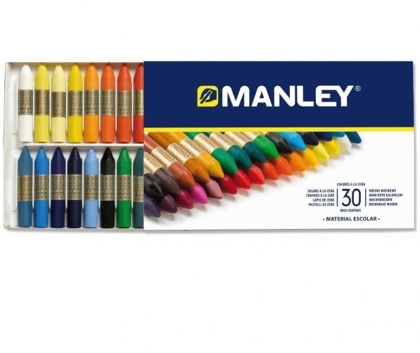 Manley Pack de 30 Ceras Blandas de Trazo Suave - Ideal para Tecnicas y Aplicaciones Variadas - Amplia Gama de Colores - Colores Surtidos