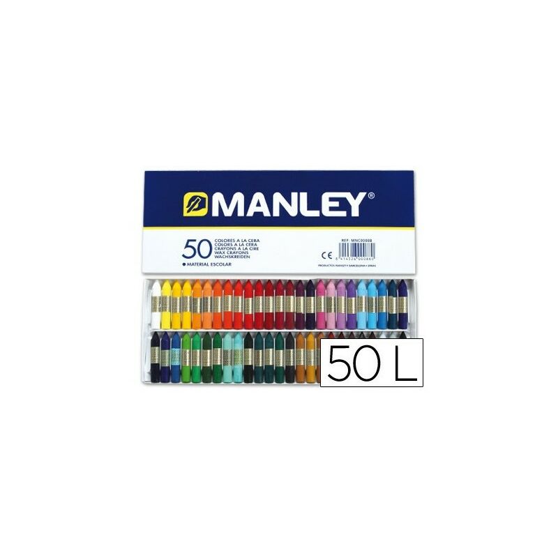 Manley Pack de 50 Ceras Blandas de Trazo Suave - Ideal para Tecnicas y Aplicaciones Variadas - Amplia Gama de Colores - Colores Surtidos
