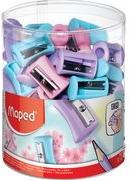 Maped Vivo Pastel Sacapuntas de Plastico con 1 Orificio - Cuchilla de Acero Afilada y Resistente - Colores Pastel Surtidos