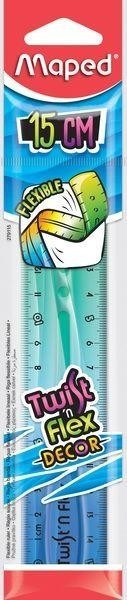 Maped Twist´n Flex Regla de Flexible 15cm - Irrompible - Doble Graduacion - Colores Degradados Aleatorios
