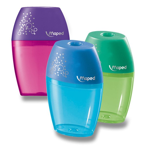 Maped Shaker Sacapuntas de 1 Orificio con Deposito de Gran Capacidad - Forma Ergonomica - Colores Surtidos