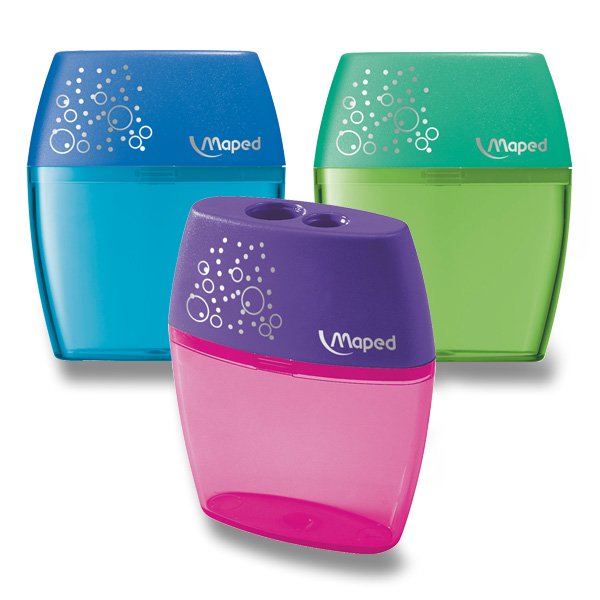 Maped Shaker Sacapuntas de 2 Orificios con Deposito de Gran Capacidad - Forma Ergonomica - Colores Surtidos