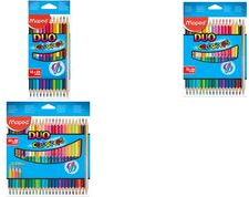 Maped Color´Peps Duo Pack de 18 Lapices Bicolores Triangulares - Doble Punta 2.9mm - Madera Certificada FSC - Colores Surtidos