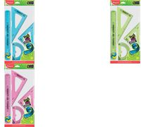 Maped Twist´n Flex Pack de Reglas Flexibles - Regla 30cm, Escuadra 45º/21cm, Cartabon 60º/21cm, Transportador 180º/12cm - Colores Surtidos Aleatorios