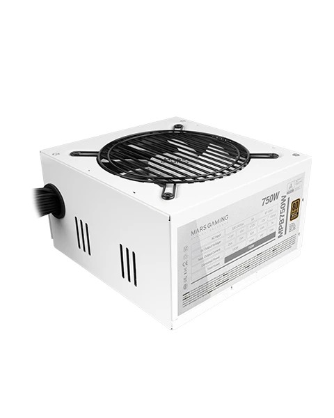 Mars Gaming MPB750 Fuente de Alimentacion - 750W - 80Plus Bronze - AI-RPM Silencioso - Cables Planos - Proteccion Avanzada - Certificacion TÜV Rheinland - Color Blanco