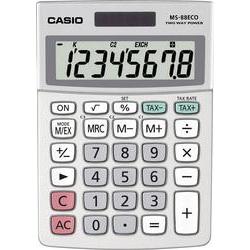 Casio MS88ECO Calculadora de Escritorio Financiera - Conversion de Moneda - Calculo de Impuestos - Pantalla LCD de 8 Digitos - Solar y Pilas
