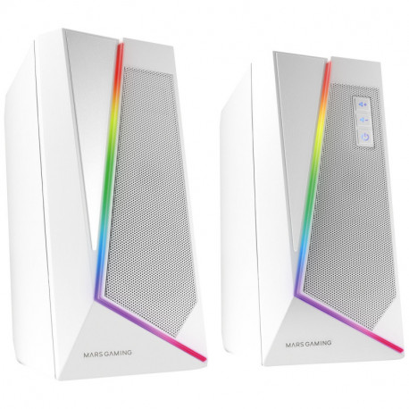 Mars Gaming Altavoces Impactantes 20W DSP RGB Bluetooth 5.0 - USB Alimentacion - Espacialidad Multi-Nivel - Iluminacion Dinamica - Compactos - Color Blanco