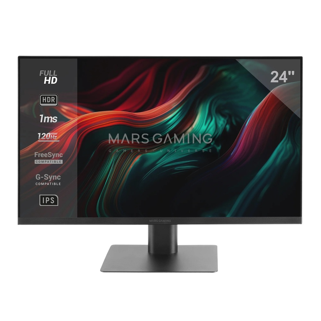 Mars Gaming MV-24 Monitor Gaming FAST-IPS - 24" Full HD - 1ms - 120Hz - HDR10 - FreeSync & G-Sync - Conectividad HDMI/DP - Altavoces Integrados - Color Negro