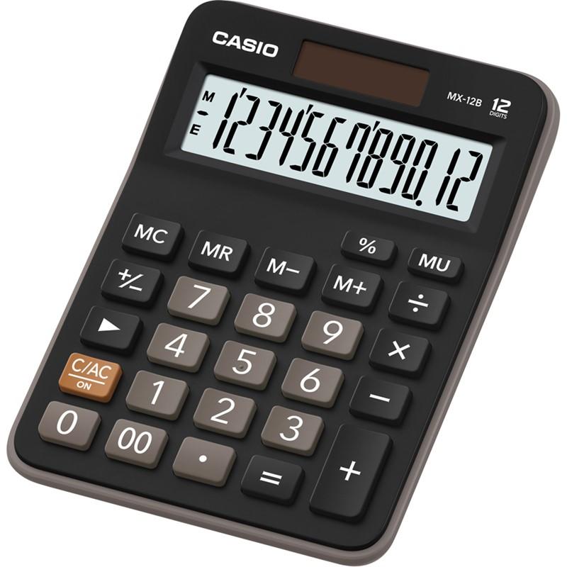 Casio MX-12B Calculadora de Escritorio Pequeña - Pantalla LCD de 12 Digitos - Solar y Pilas - Color Blanco