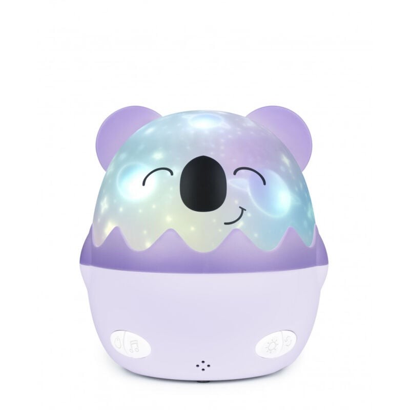 Bigben Kids Luz Nocturna Musical - Proyector 360° - 13 Proyecciones - 8 Melodias - Control Remoto - Inalambrica y Recargable - Color Morado