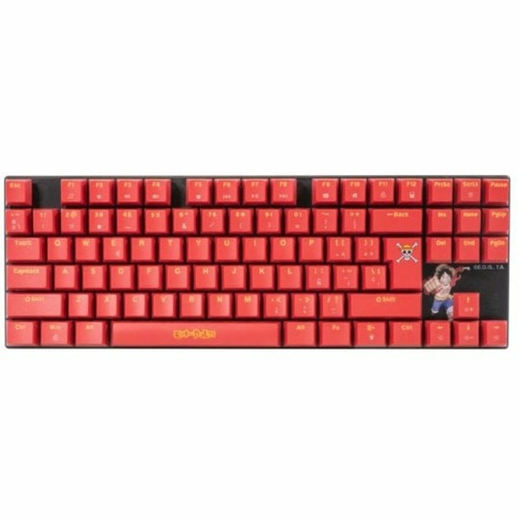 FR-TEC Teclado Mecanico Gaming TKL Compacto One Piece Luffy - Retroiluminacion - Anti-Ghosting - Cable Trenzado - Compatible con PC - Color Rojo/Negro