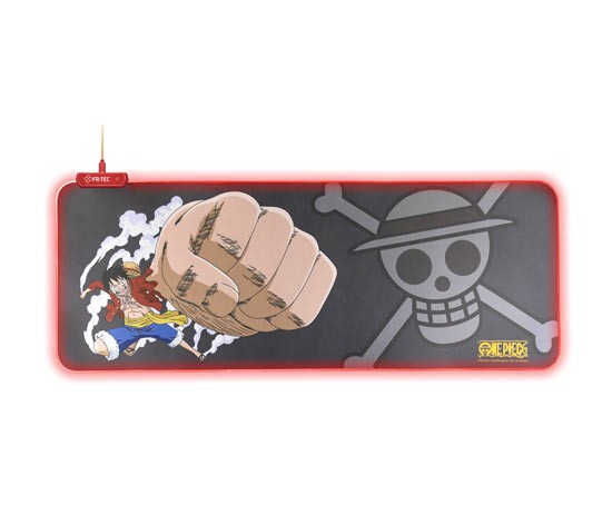FR-TEC One Piece Luffy Alfombrilla para Teclado y Raton XL - Luz LED Roja en Bordes - Base de Goma Antideslizante
