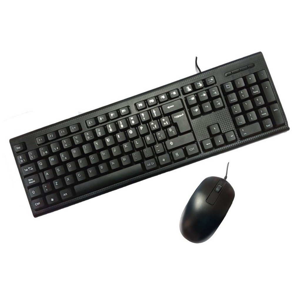 Coolbox PcCase KTR-001 Pack USB Teclado 105 Teclas + Raton 3 Botones - Uso Ambidiestro - Color Negro