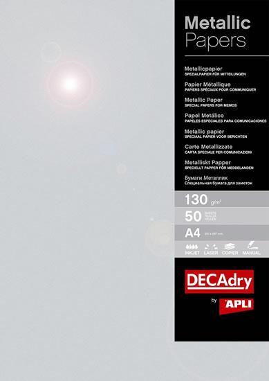 Apli Pack de 50 Hojas de Papel Metalizado - Ideal para Impresiones Especiales - Compatible con Impresoras Inkjet, Laser y Fotocopiadoras - Color Plata