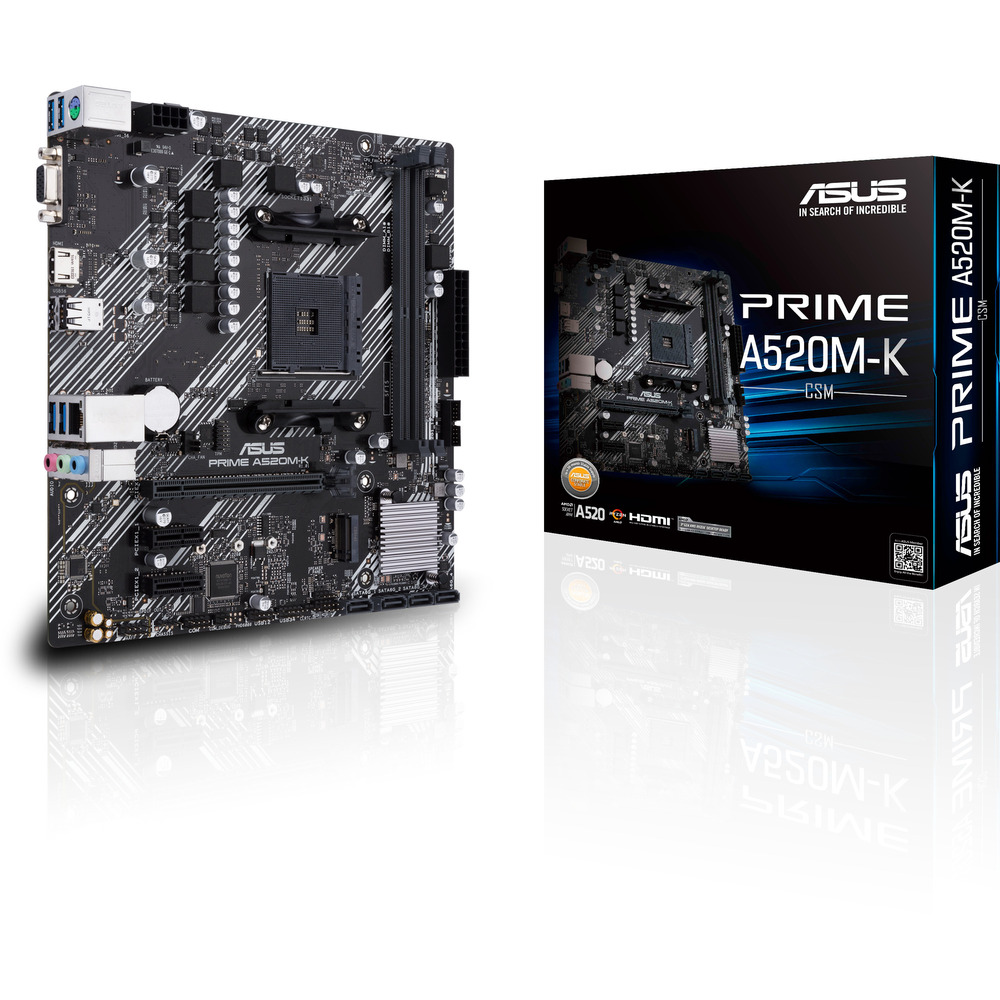 Asus Prime A520M-K Placa Base AMD AM4 2x DDR4 - HDMI, M.2, PCIe, 4x Sata III, USB 2.0, 3.2, RJ-45, VGA, Factor MicroATX