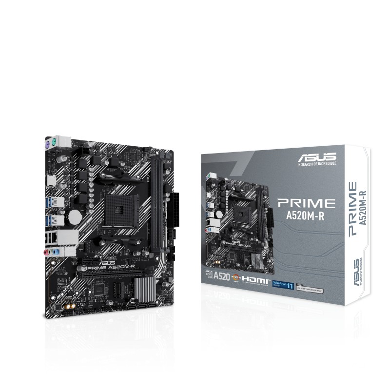 Asus Prime A520M-R Placa Base AMD4 2x DDR4 - HDMI, M.2, PCI Express, 4x Sata III, USB 2.0, 3.2, RJ-45, MicroATX