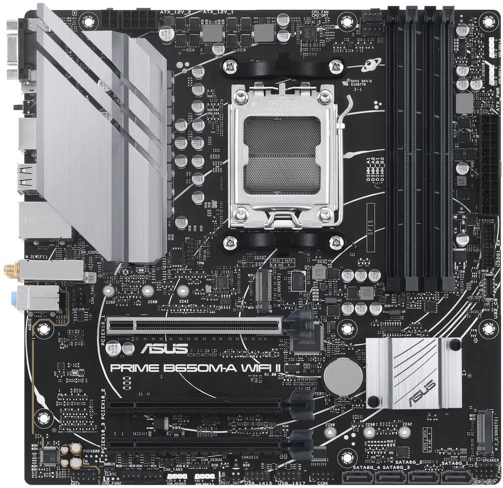 Asus Prime B650M-A WIFI II Placa Base AM5 Wi-Fi 6, M.2 PCIe 5.0, Realtek 2.5Gb Ethernet, Puertos USB 3.2 Gen 2, USB 3.2 Gen 1 Type-C® Frontal