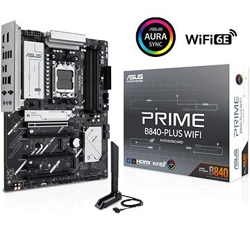 Asus Prime B840-PLUS WIFI Placa Base AM5 -WiFi, Bluetooth, 4x DDR5, 3x M2, 4x Sata III, PCIe 3.0, 4.0, USB 2.0, 3.2, USB-C, RJ-45, HDMI, DisplayPort - Factor de Forma ATX